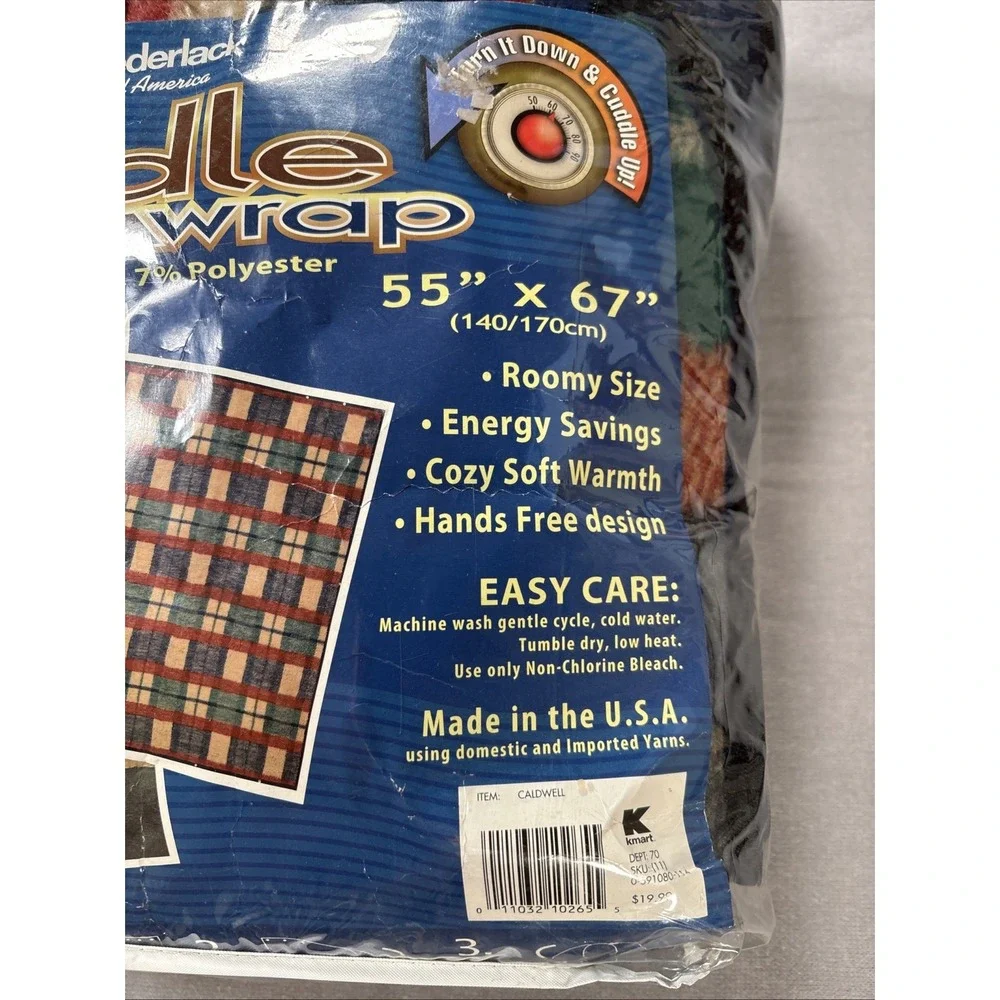 Vintage Biederlack Cuddle Wrap Plaid Blanket Made In USA 55